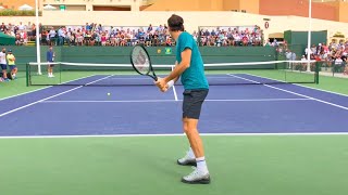 Roger Federer amp Tomas Berdych  IW Court Level Practice [upl. by Aicilana45]