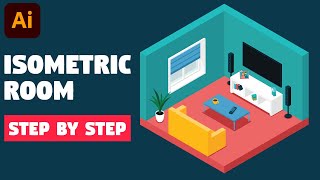 Isometric room  Illustrator CC tutorial STEP BY STEP [upl. by Ayisan]