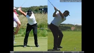 Jon Rahm golf swing  Long Iron faceon amp downtheline July 2017 [upl. by Ydospahr]