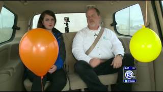 Floating helium balloon in a moving car [upl. by Tselec]