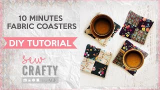 How to make fabric coasters in 10 minutes  easy and fun sewing tutorial  Sew Crafty by AGF [upl. by Torin678]