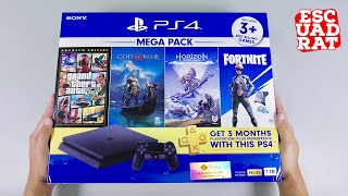 Unboxing PS4 Slim Megapack 2 indonesia Playstation 4 Slim 1TB CUH2218B Jet Black HDR [upl. by Merry5]