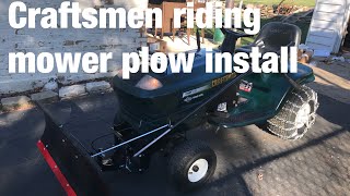 Craftsmen Riding Mower Snow plow blade Assembly And Install plus accessories [upl. by Innavoeg736]