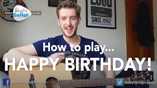 Happy Birthday EASY Guitar Tutorial How to play [upl. by Constantino495]