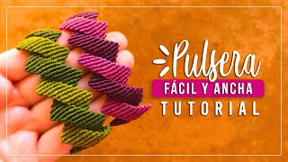 Cómo hacer pulsera de hilo fácil y ancha 14✨ Paso a Paso  DIY Macrame Friendship Bracelet [upl. by Llenrap]