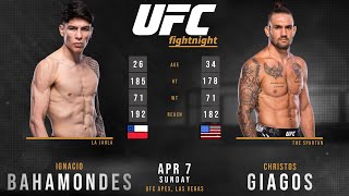 Ignacio BAHAMONDES vs Christos GIAGOS Full FIGHT UFC [upl. by Kenric]