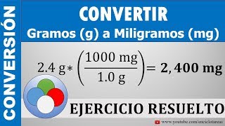 CONVERTIR DE GRAMOS g A MILIGRAMOS mg  g a mg [upl. by Filahk638]