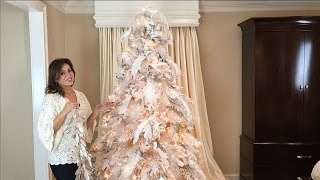 How to Decorate a White Flocked Christmas Tree Full Length [upl. by Anidem]