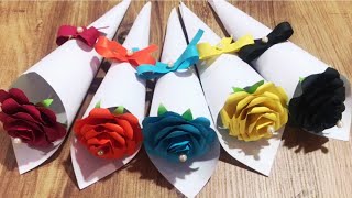 Kağıttan Renkli Güller Yapımı 🌹🌷💮🏵️🌹Simple Hand Crafts öğretmenlergünü 24kasım [upl. by Blanca]