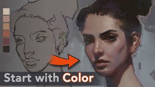 How to Start a Digital Portrait Painting in Color [upl. by Eitsim]