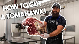 How to Cut Beef Tomahawk Steaks  The Bearded Butchers [upl. by Tybi]