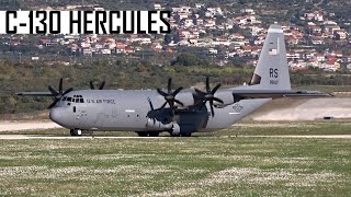 USAF LOCKHEED C130J HERCULES AMAZING CLOSEUP TAKEOFF [upl. by Oralle]