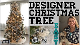 How to decorate a Designer Christmas Tree  Ribbon on Christmas Tree  EASY [upl. by Ellora]