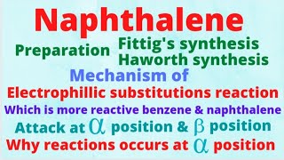 Lecture 02  Preparation and mechanism of electrophillic substitution reaction in Naphthalene [upl. by Hagi]