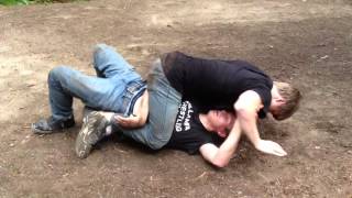 Elijah and Michael wrestling at camp [upl. by Anelav]