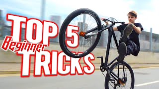 TOP 5 EASIEST WHEELIE TRICKS FOR BEGINNERS [upl. by Lamok]