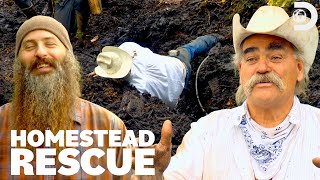 Marty Raney Falls in the Mud  Homestead Rescue [upl. by Anelhtac]