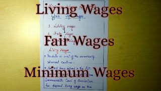 Living Wages Fair Wages and Minimum Wages explained with notes [upl. by Ailero949]