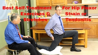 Hip Flexor StrainTendonitis Best Stretches Exercises amp SelfTreatment [upl. by Kenyon]