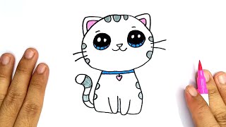 Cara Menggambar Kucing lucu  How To Draw Cat Cute [upl. by Bower]