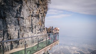 Worlds Scariest Glass Skywalk  Coiling Dragon Path Tianmen Mountain Skywalk China [upl. by Noelle412]