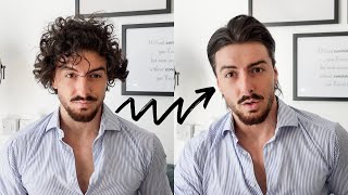 CURLY TO STRAIGHT MENS HAIR TUTORIAL  Rowan Row [upl. by Hoyt]