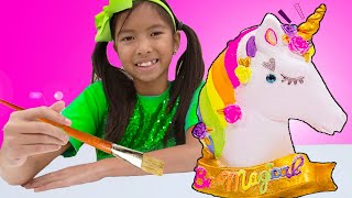 Wendy and Alex Pretend Play Paint Color Unicorn Toy for Kids [upl. by Attiuqaj]