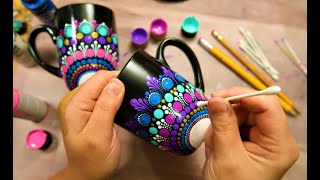 EASY Dot Mandala MUG Painting Using ONLY Qtip Toothpick Pencil  How To Lydia May [upl. by Artiek]