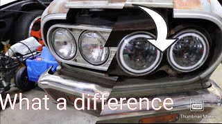 64 CHEVELLE GETS LED HEADLIGHTS [upl. by Lamson]