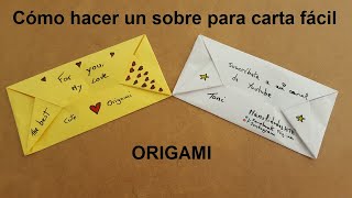 💌  SOBRE  💌 para CARTA FACIL ✅  Origami PASO A PASO [upl. by Trimble]