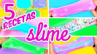 CÓMO HACER SLIME SIN BORAX FÁCIL 5 Recetas de Slime [upl. by Gleda236]