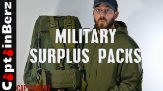 Military Surplus Packs  Rucksacks Alice Pack German Swiss USMC ILBE [upl. by Erdnaid]