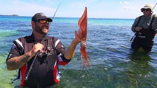 How to Catch Landbased Squid With Oz Fish TV Using Black Magic Squid Snatchers [upl. by Nylkaj]