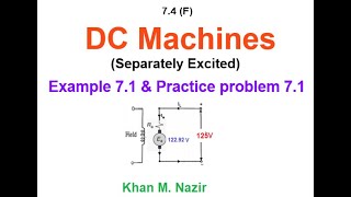 DC Motor  Separately Excited  Example 71  Practice Problem 71  EM74 1 Fitzgerald [upl. by Eseuqcaj842]