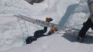 Everest Crevasse Fall amp Emergency Rescue [upl. by Yrod]