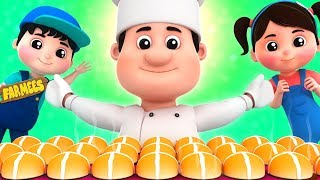 Hot Cross Buns  Nursery Rhymes For Children by Farmees [upl. by Kenay96]