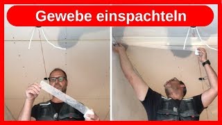 Trockenbau Fugen spachteln Gewebe Fugenband einspachteln Glasgewebestreifen  Dachausbau DIY [upl. by Sandry]