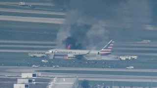 Panicked passengers flee fire on American Airlines flight [upl. by Thacher695]