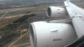 IBERIA A340600 MADBOG Taking off from Madrid [upl. by Aneret989]