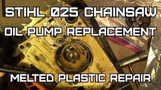 Stihl 025 Chainsaw Oiler repair and replacement [upl. by Derreg]