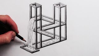 How to Draw The Impossible Waterfall 3D Optical Illusion [upl. by Karry801]