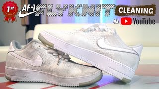 The best way to clean ALL WHITE Nike Flyknit Air Force 1s [upl. by Odrarebe]