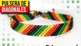 ⏭️ PULSERA estilo DIAGONAL  Pulseras de HILO encerado ⏮️ HaunterMake [upl. by Nassah]