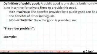 Public Goods as a Market Failure  part 1 [upl. by Joyce]