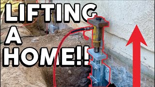 Lifting a homes foundation with Push Piers [upl. by Aliber606]