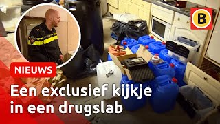 POLITIE geeft rondleiding door groot DRUGSLAB in Hapert  Omroep Brabant [upl. by Mehcanem]