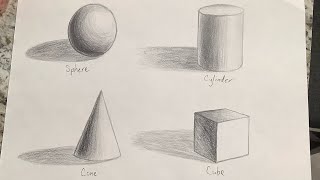 How To Draw a Sphere Cylinder Cone Cube [upl. by Amalle]