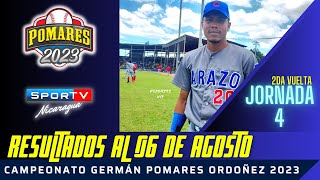 RESULTADOS al 06 de Agosto Jornada 4 Pomares 2023 Nicaragua [upl. by Ladd]