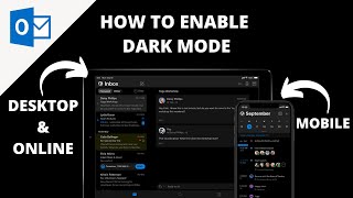 How to enable Outlook Dark Mode  Desktop  Mobile  Online [upl. by Jessa]