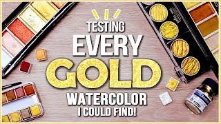 Testing EVERY GOLD Metallic Watercolor Paint I Could Find [upl. by Valry]